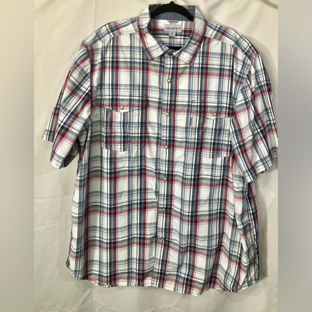 Carhartt Men’s 2XL short sleeve button up plaid shirt